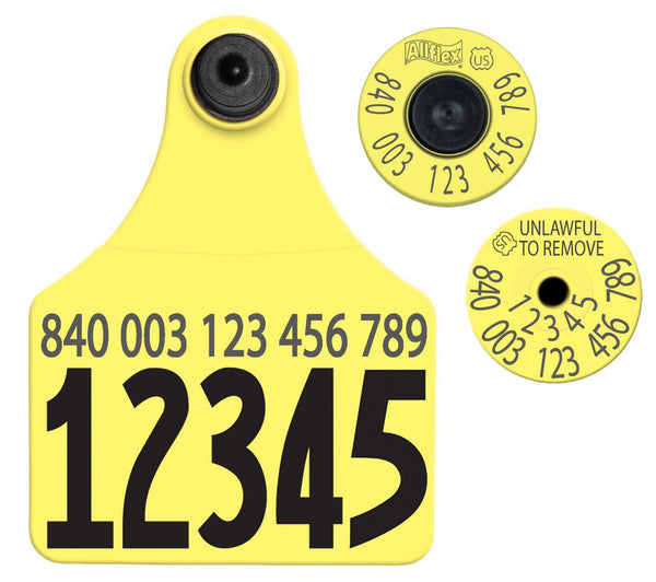 Allflex Allflex USDA Large FDX Matched Pair Set Layout 1 (Tamperproof) - Yellow