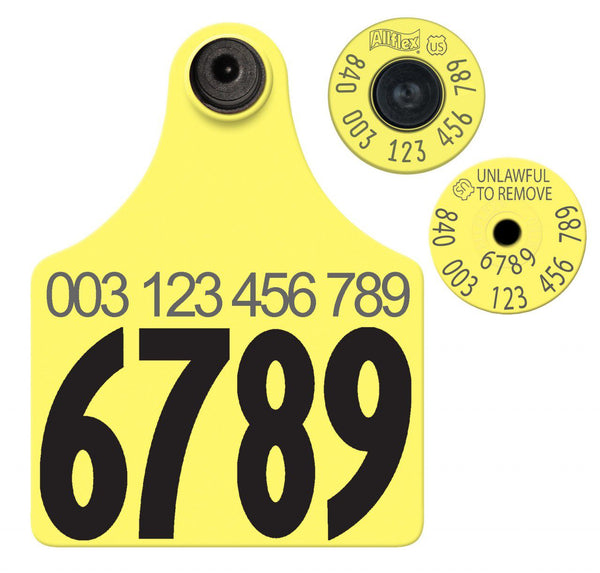 Allflex Allflex USDA Maxi FDX Matched Pair Set Layout 1-4 (Tamperproof) - Yellow
