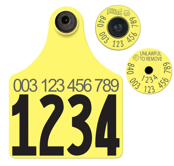 Allflex Allflex USDA Maxi FDX Matched Pair Set Layout 1 (Tamperproof) - Yellow
