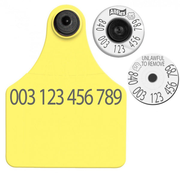 Allflex Allflex USDA Maxi HDX Matched Pair Set Layout 2 (Tamperproof) - Yellow