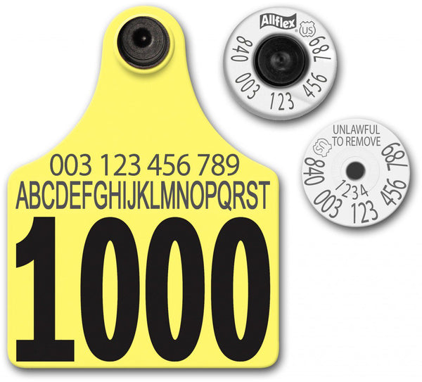 Allflex Allflex USDA Maxi HDX Matched Pair Set Layout 44 (Tamperproof) - Yellow