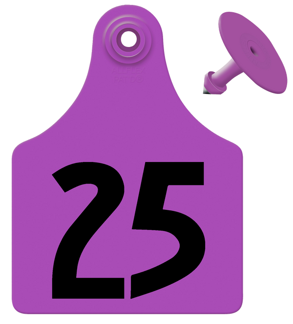 Allflex Pre-Numbered Maxi tags in bags of 25- Classic Purple