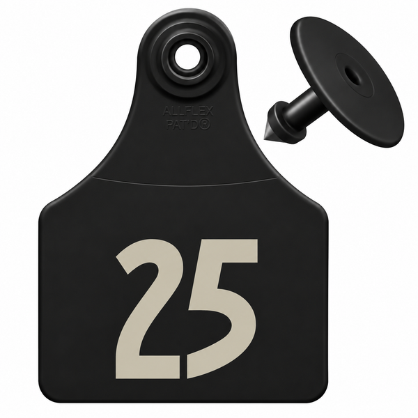 Allflex Pre-Numbered Large tags in bags of 25- Black