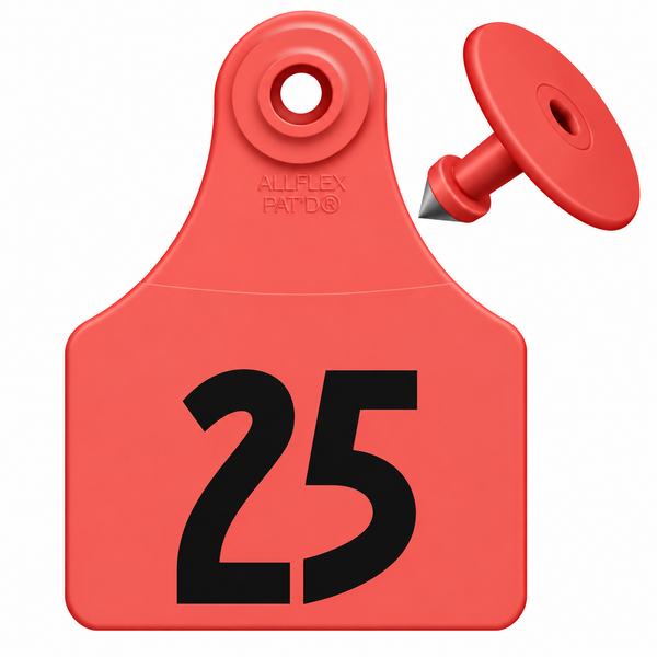 Allflex Pre-Numbered Large tags in bags of 25- Red