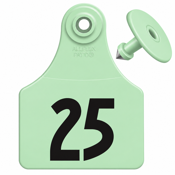 Allflex Pre-Numbered Large tags in bags of 25- Green