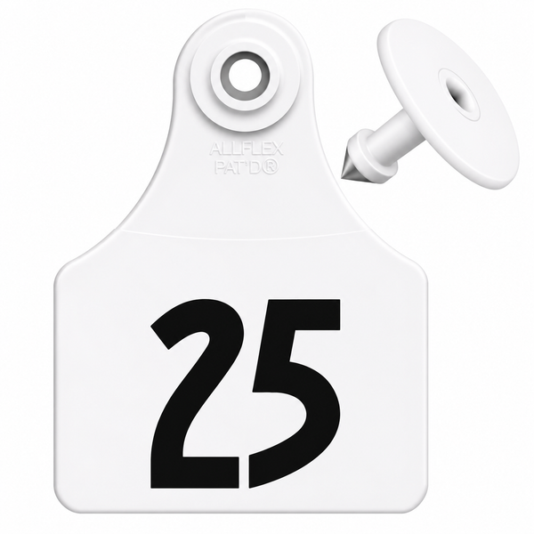 Allflex Pre-Numbered Large tags in bags of 25- White