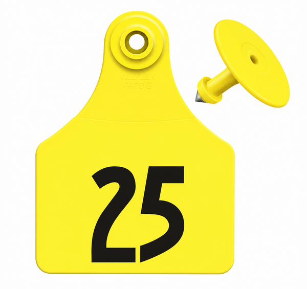 Allflex Pre-Numbered Large tags in bags of 25- Yellow