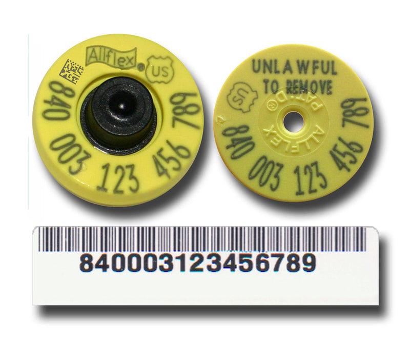 Allflex USDA FDX EID Tag in bags of 20 with labels