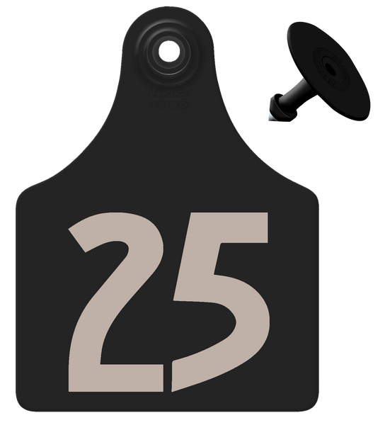 Allflex Pre-Numbered Maxi tags in bags of 25- Black | CattleTags.com